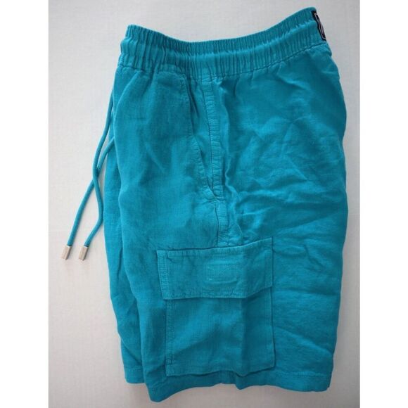 Vilebrequin BAIE9U01 Men's Sz XS Blue Linen Cargo Pockets Bermuda Shorts - Picture 13 of 14